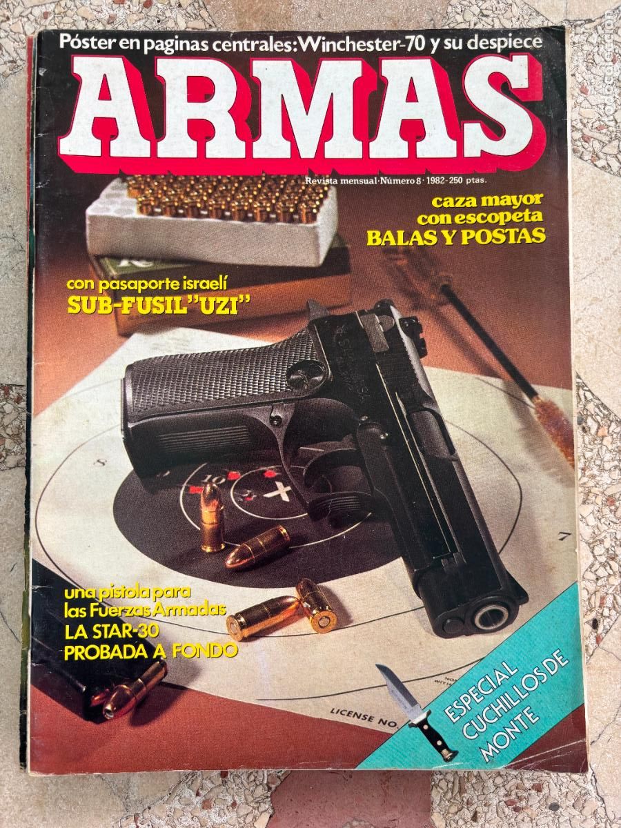 Militaria: ARMAS N&ordm; 8. ESCOPETA, BALAS Y POSTAS. SUB-FUSIL UZI. STAR-30. POSTER RIFLE WINCHESTER-70.