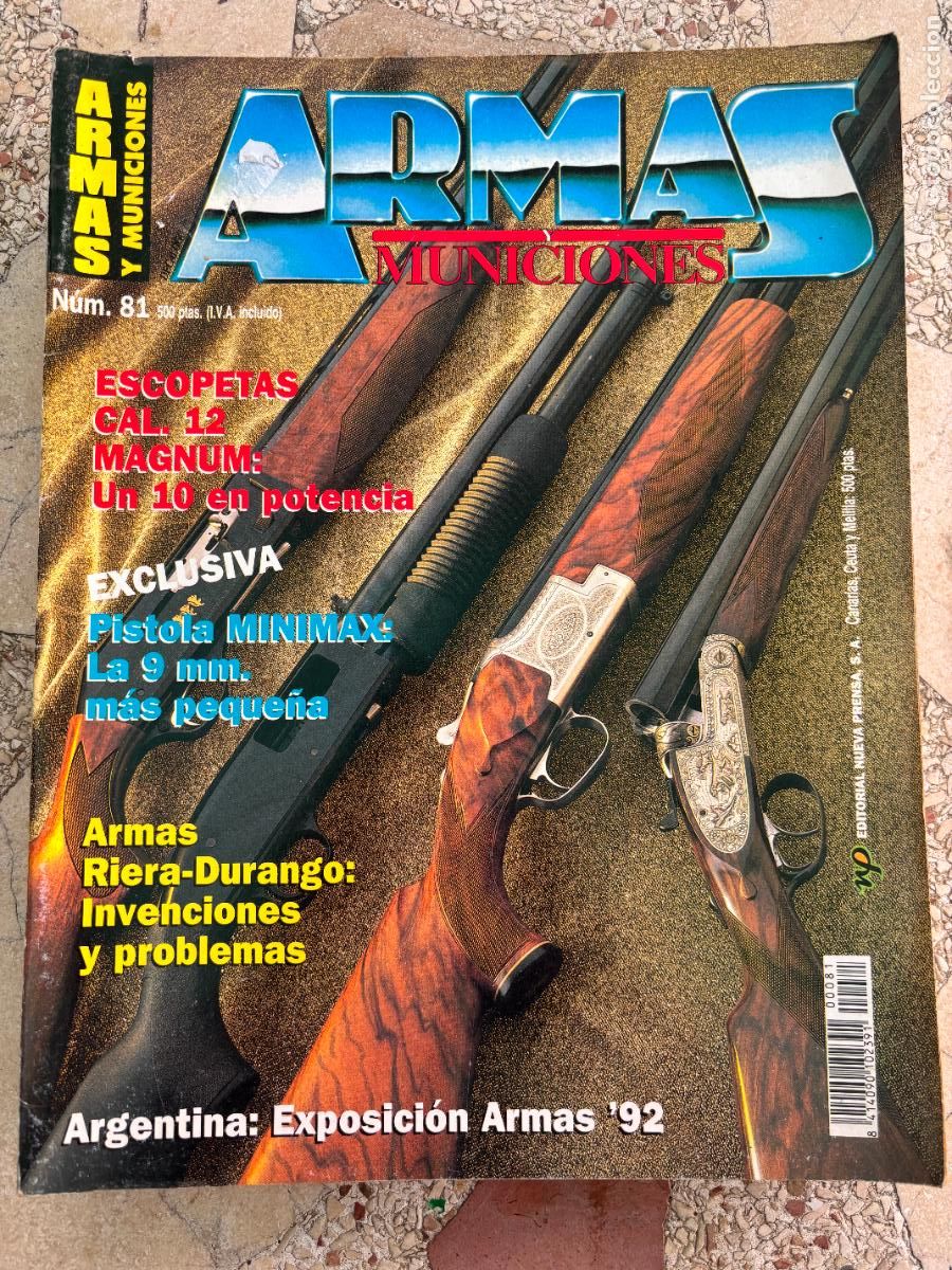 Militaria: ARMAS Y MUNICIONES N&ordm; 81. PISTOLA MINIMAX. ARMAS RIERA-DURANGO. THOMPSON M1911 A1 COMPETITION.