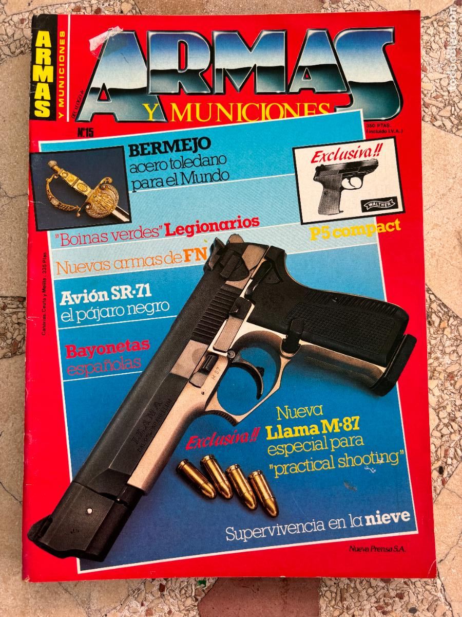 Militaria: ARMAS Y MUNICIONES N&ordm; 15. AVI&Oacute;N SR-71. LLAMA M-87. P5 COMPACT. ASTRA 680. WALTHER P-5.