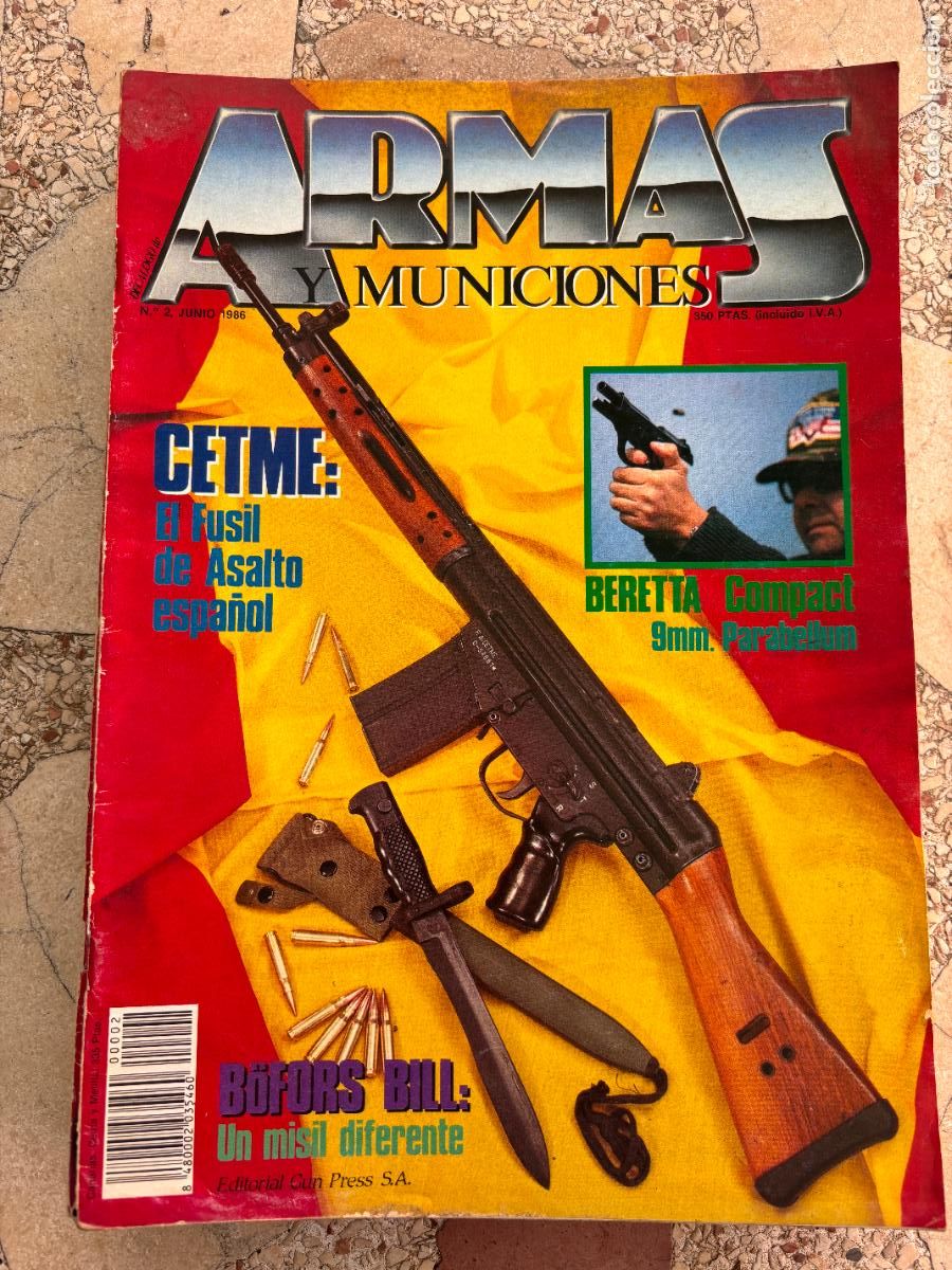 Militaria: ARMAS Y MUNICIONES N&ordm; 2. CETME. BERETTA COMPACT 9MM PARABELLUM. BOFORS BILL.
