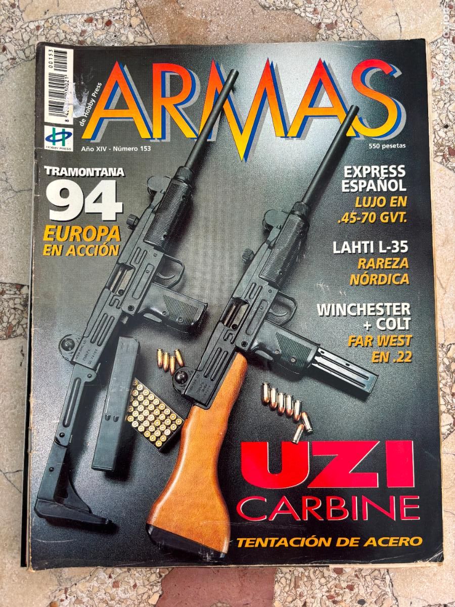 Militaria: ARMAS N&ordm; 153. UZI CARBINE. WINCHESTER + COLT. LAHTI L-35. REVOLVERES ROSSI. EXPRESS ESPA&Ntilde;OL.