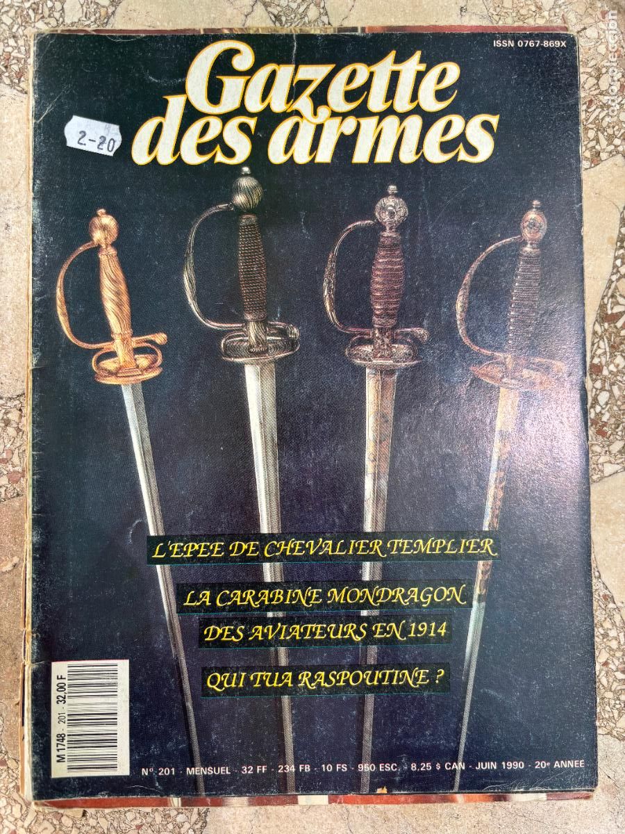 Militaria: GAZETTE DES ARMES N&ordm; 201 A&Ntilde;O 1990. CARABINE MONDRAGON. REVOLVER ENFIELD N&ordm; 2 MARK 1 COMMANDO.