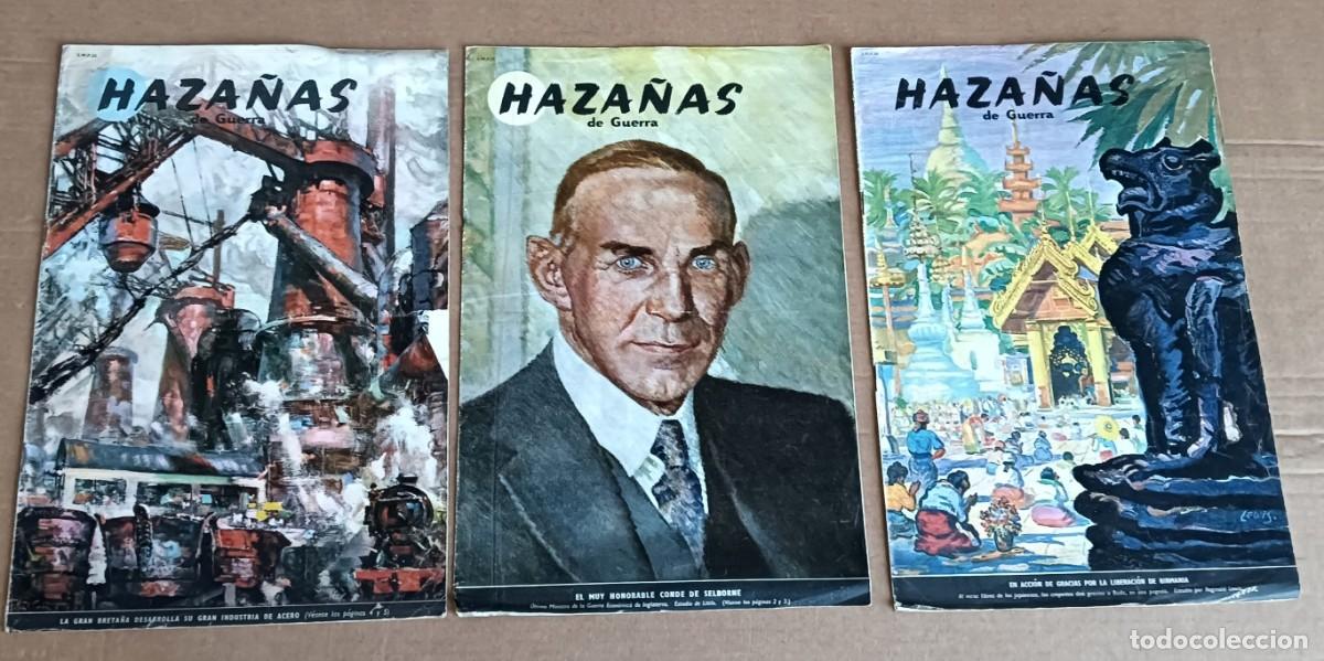 Militaria: 3 revistas HAZA&Ntilde;AS DE GUERRA A&ntilde;os 40 Muy honorable Conde de Selborne En acci&oacute;n de gracias por .....