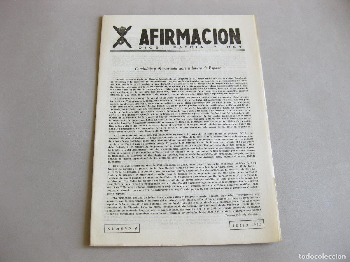 Militaria: REVISTA AFIRMACI&Oacute;N N&ordm; 2 DE OCTUBRE DE 1959. CARLISMO. DON JUAN DE BORB&Oacute;N