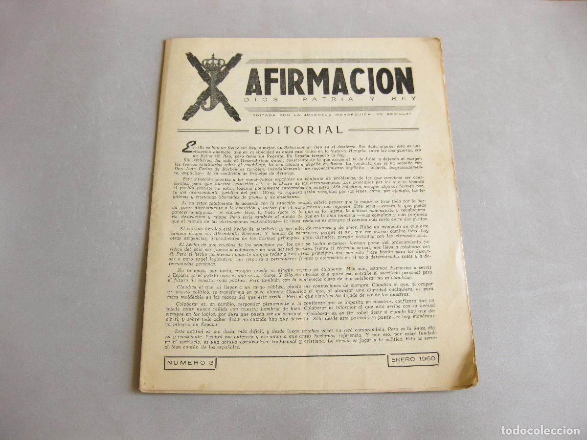 Militaria: REVISTA AFIRMACI&Oacute;N N&ordm; 3 DE ENERO DE 1960. CARLISMO. DON JUAN DE BORB&Oacute;N
