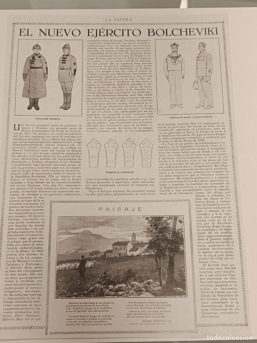 Militaria: Hoja Revista La Esfera. Ejercito Bolchevique Ruso 1922 + Ilustracion Paisaje de Verdugo Landi. Milit