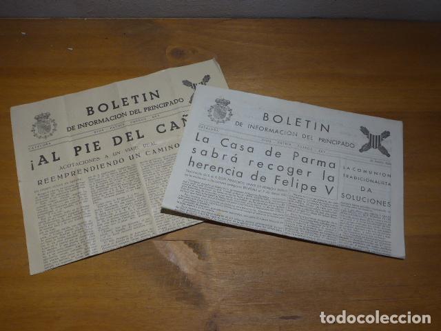 Militaria: Antiguos 2 diario Boletin de informacion del Principado, carlista, 1950. Originales.