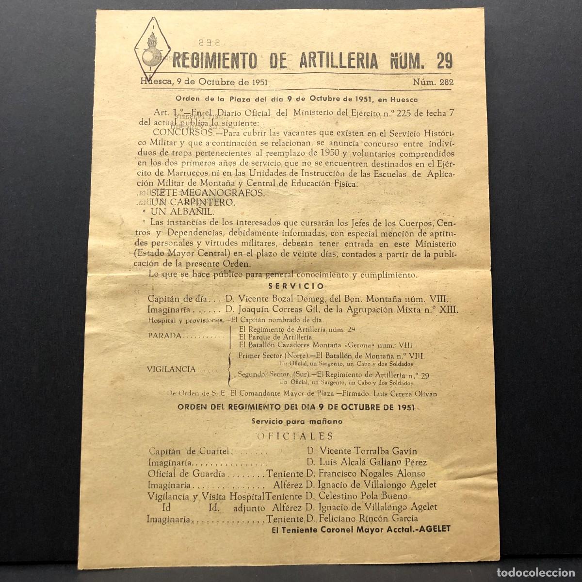 Militaria: REGIMIENTO ARTILLERIA DE MONTA&Ntilde;A NUM. 29 - HUESCA - NUM. 282 - REVISTA MILITAR / 587