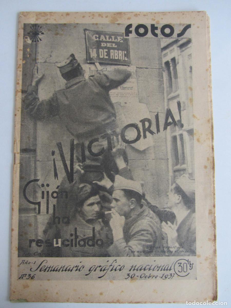 Militaria: Semanario gr&aacute;fico FOTOS 36 (Octubre 1937) Guerra civil. Caida de Gij&oacute;n.Mallorca