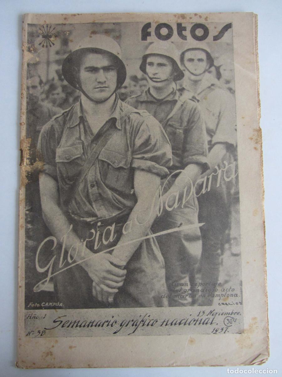 Militaria: Semanario gr&aacute;fico FOTOS 38 (Noviembre 1937) Guerra civil. Tolosa Pamplona. Asturias.