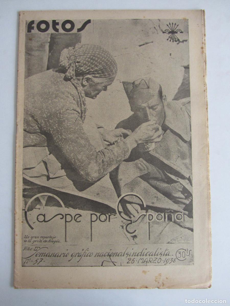 Militaria: Semanario gr&aacute;fico FOTOS 57 (Marzo 1938) Guerra civil. Caspe (Zaragoza). Hundimiento del Baleares.