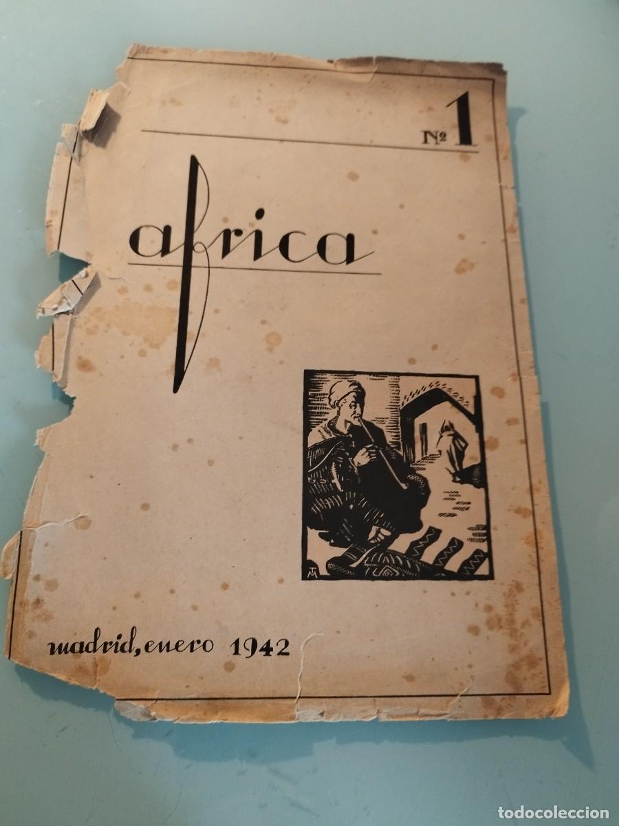 Militaria: Antigua portada, contraportada y una hoja, de la revista, &Aacute;frica N&deg; 1.