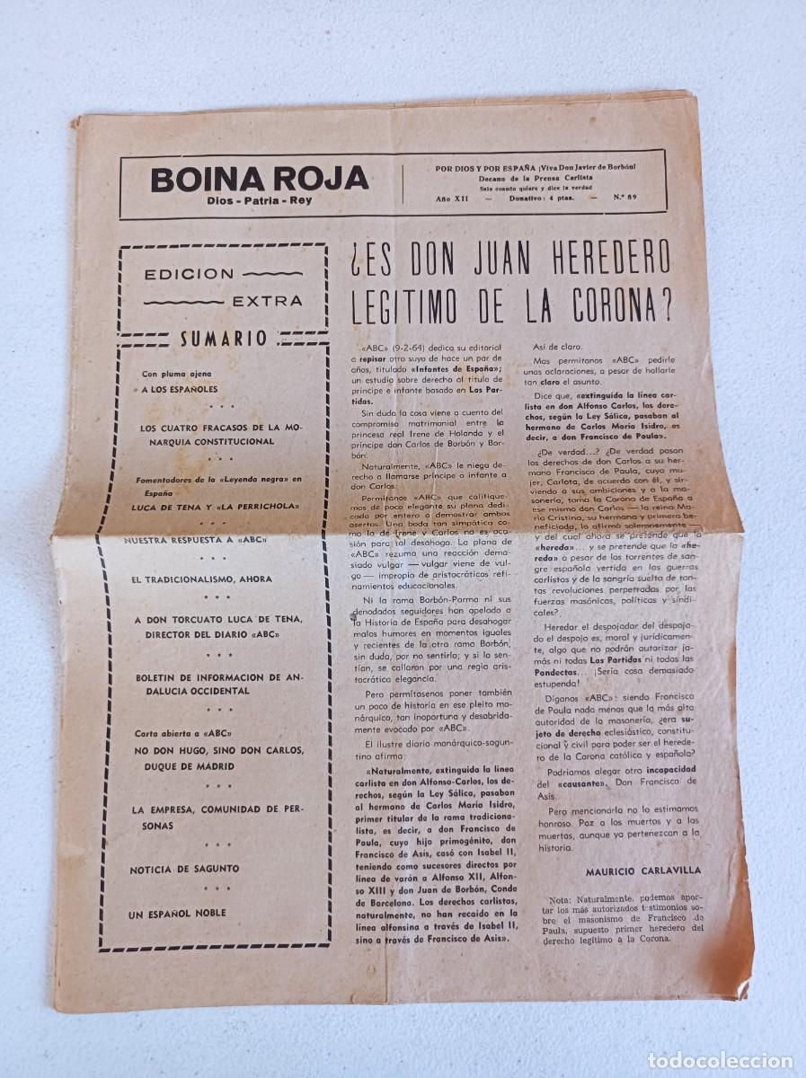 Militaria: PERI&Oacute;DICO DIARIO BOINA ROJA N&ordm; 89 - CARLISMO &iquest;ES DON JUAN HEREDERO LEG&Iacute;TIMO DE LA CORONA?