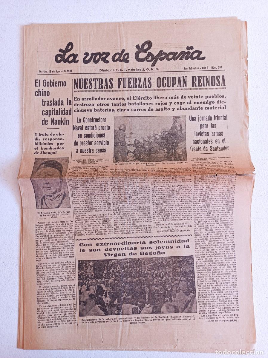Militaria: PERI&Oacute;DICO PRENSA LA VOZ DE ESPA&Ntilde;A 17 DE AGOSTO DE 1937