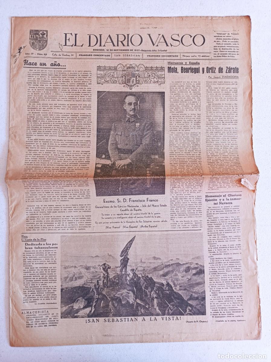 Militaria: PERI&Oacute;DICO PRENSA DIARIO VASCO 12 DE SEPTIEMBRE DE 1937
