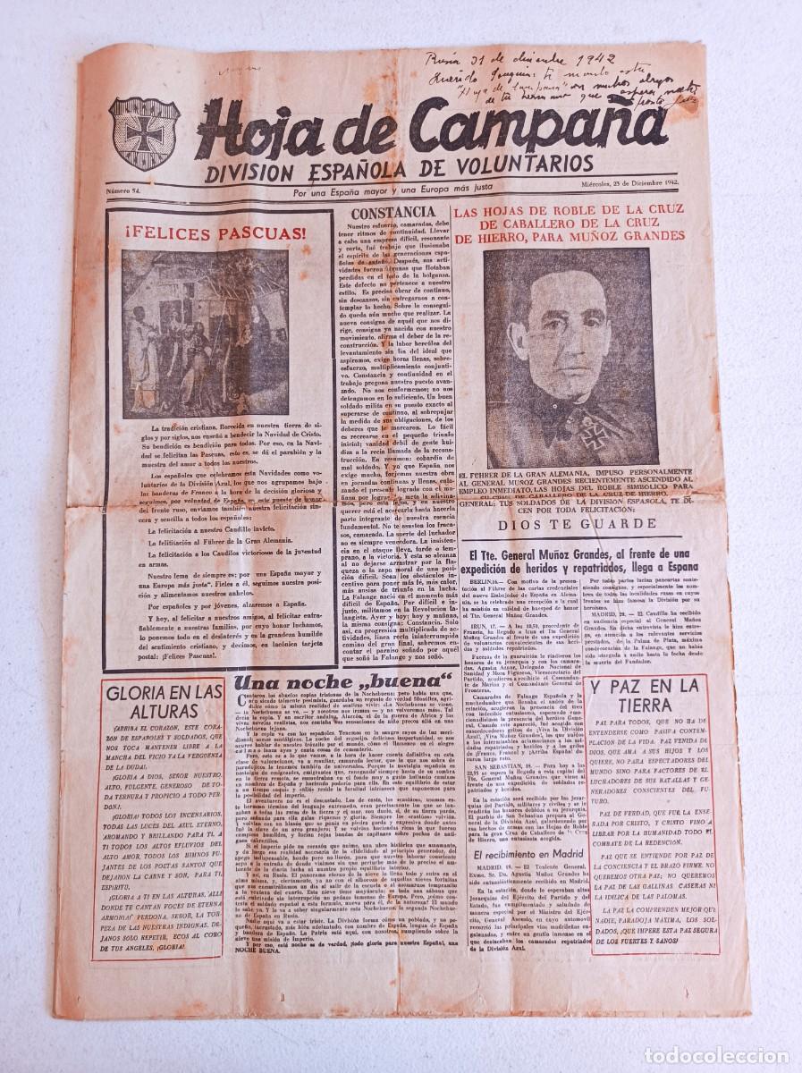 Militaria: PERI&Oacute;DICO PRENSA HOJA DE CAMPA&Ntilde;A N&ordm; 54 23 DE DICIEMBRE DE 1942 DIVISI&Oacute;N AZUL