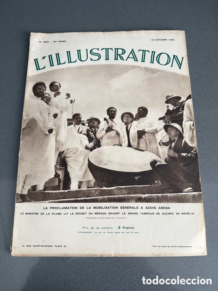 Militaria: a&ntilde;o 1936 - REVISTA HISTORIA L'ILLUSTRATION n&ordm; 4893 octubre - GRABADOS - ADDIS ABEBA ETIOPIA