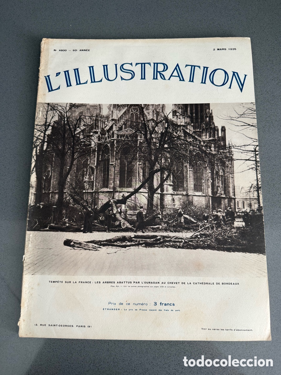 Militaria: a&ntilde;o 1935 - REVISTA HISTORIA L'ILLUSTRATION n&ordm; 4800 marzo - GRABADOS - CATEDRAL DE BOURDEO