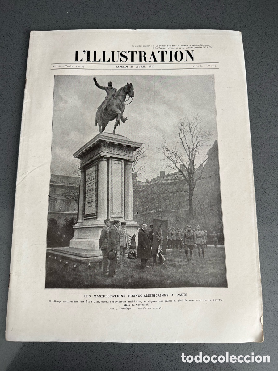 Militaria: a&ntilde;o 1917 - REVISTA HISTORIA L'ILLUSTRATION n&ordm; 3869 abril - GRABADOS - IGM LA FAYETTE - EEUU