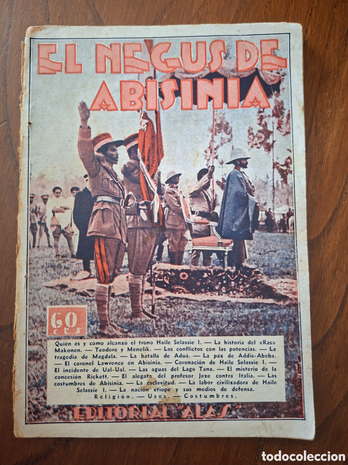 Militaria: El Negus de Abisinia (Rey de Reyes) / Agust&iacute;n Pirac&eacute;s / Editorial Alas en Barcelona 1935