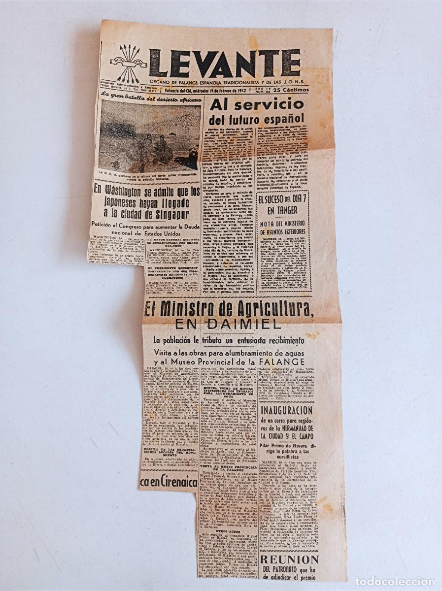 Militaria: RECORTE DE PRENSA DIVISI&Oacute;N AZUL PERI&Oacute;DICO LEVANTE 11-02-1942 MU&Ntilde;OZ GRANDES