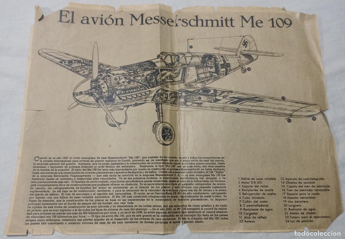 Militaria: Hoja revista avi&oacute;n Messerschmitt Me 109 (III Reich Hitler- Nazi- Alemania) WWII