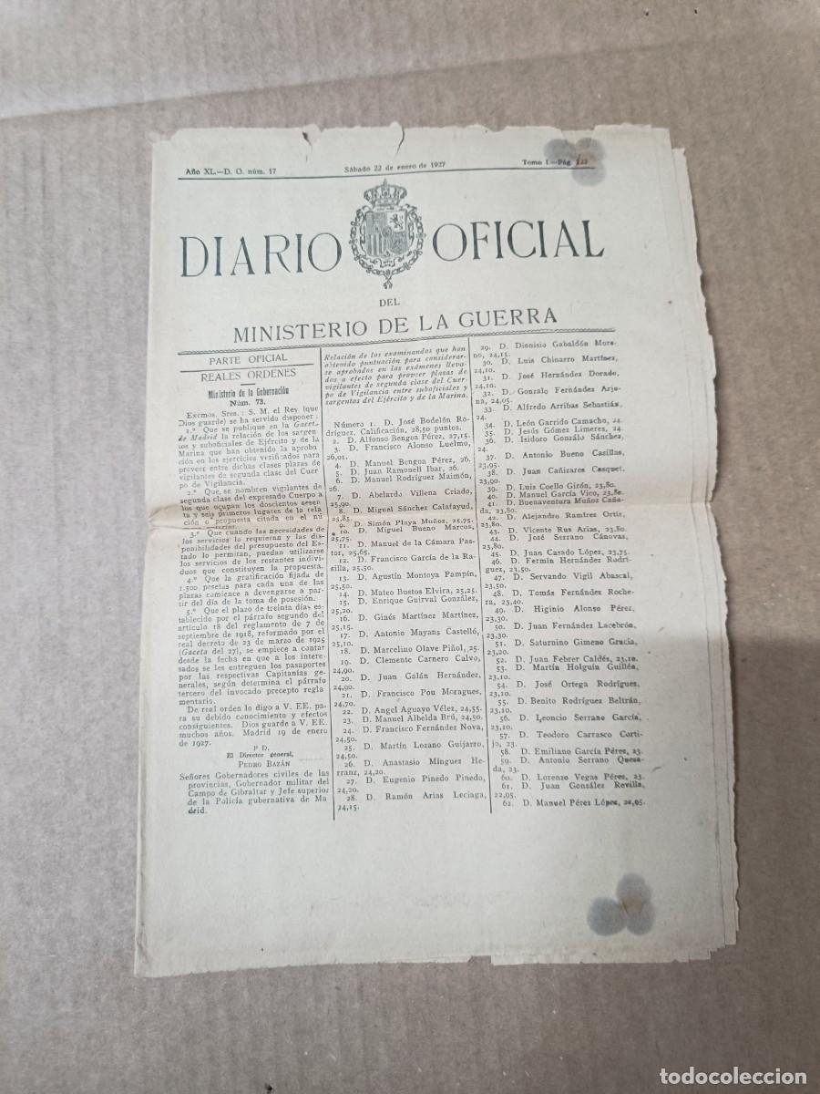 Militaria: ANTIGUO DIARIO OFICIAL DEL MINISTERIO DE LA GUERRA, ENERO 1927, MILITAR -P31