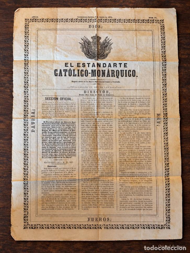 Militaria: (MI-261027)PERIODICO CARLISTA,ESTANDARTE,ORGANO DE LOS EJERCITOS CENTRO Y CATALU&Ntilde;A,CAMPAMENTO 1874