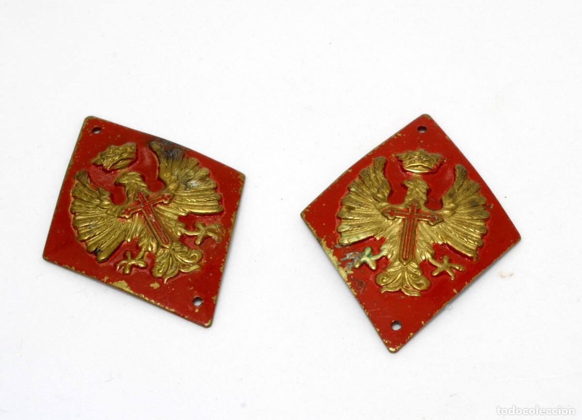 Militaria: ANTIGUO PAR DE ROMBOS DEL UNIFORME DEL EJ&Eacute;RCITO ESPA&Ntilde;OL - Foto 1