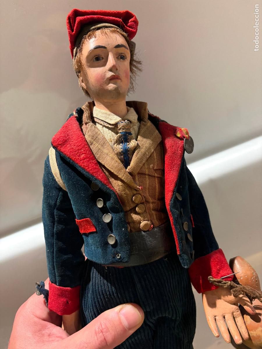 Militaria: Soldado catalan escopeta somatens miguelete guerra carlista escultura en talla de madera siglo xix
