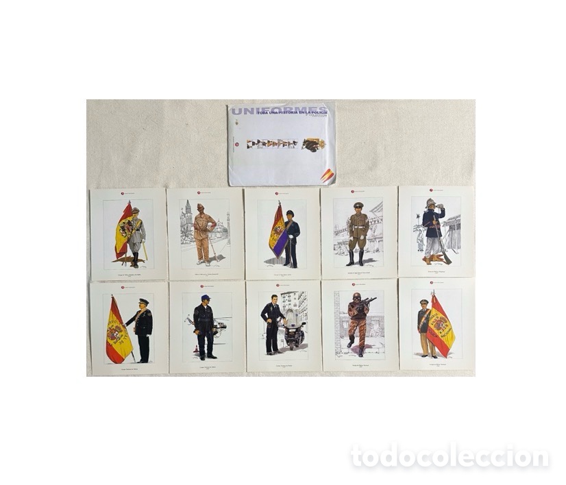 Militaria: Polic&iacute;a Espa&ntilde;ola. Uniformes. Toda una historia en la Polic&iacute;a. 3&ordf; colecci&oacute;n de 10 l&aacute;minas.