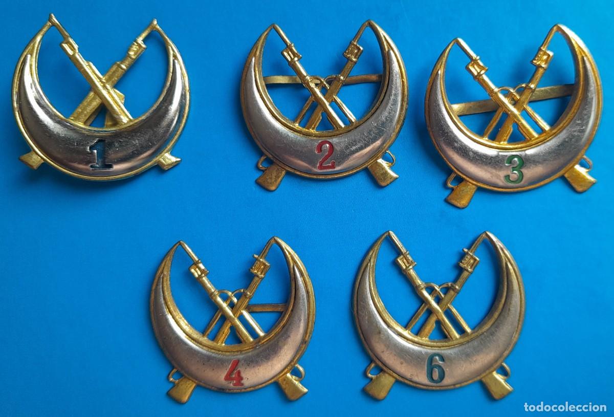 Militaria: Emblemas de cuello de los GFRI N.&ordm; 1,2,3,4 y 6.