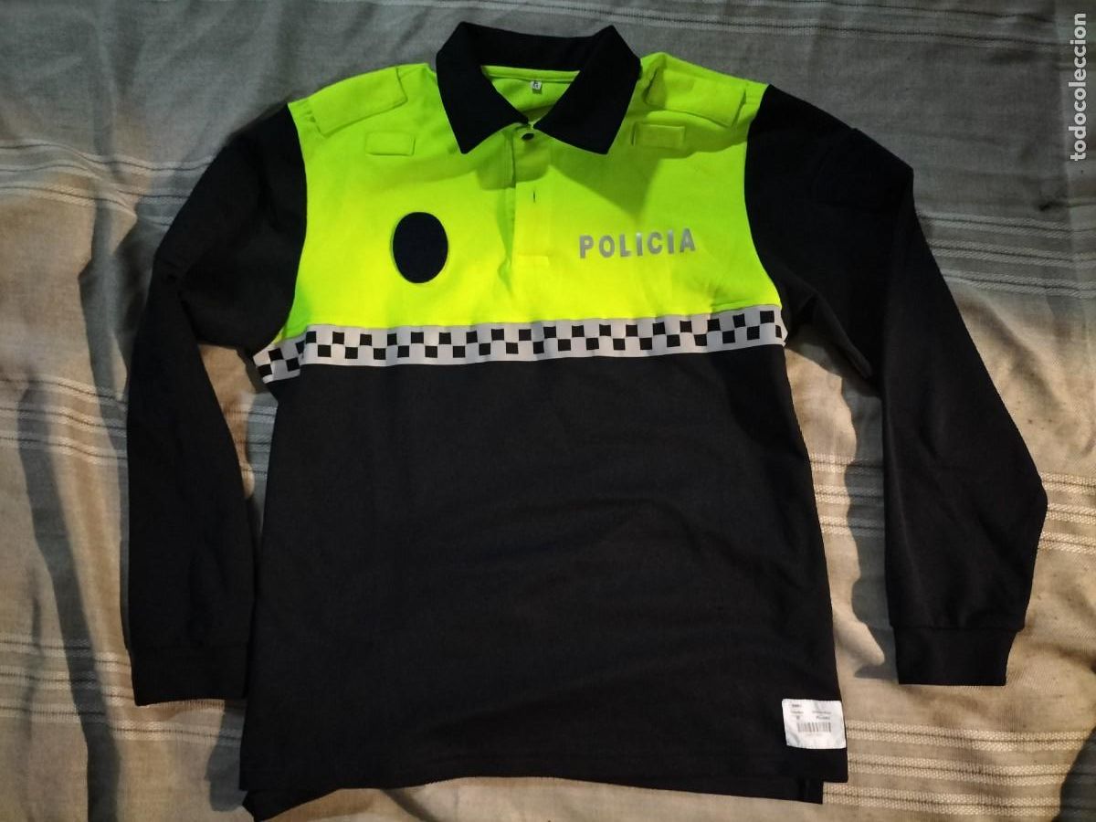 Militaria: Polo gen&eacute;rico bicolor polic&iacute;a local con velcro para las placas.talla.M. muy buen estado