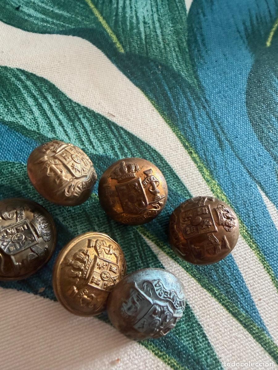 Militaria: Lote 5 botones infanter&iacute;a grandes Alfonso XIII