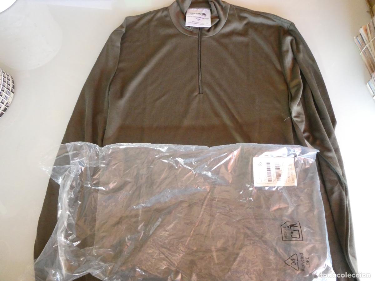 Militaria: CAMISETA CAMISA CAMPA&Ntilde;A MILITAR MANGA LARGA VERDE. NUEVO. 300GR