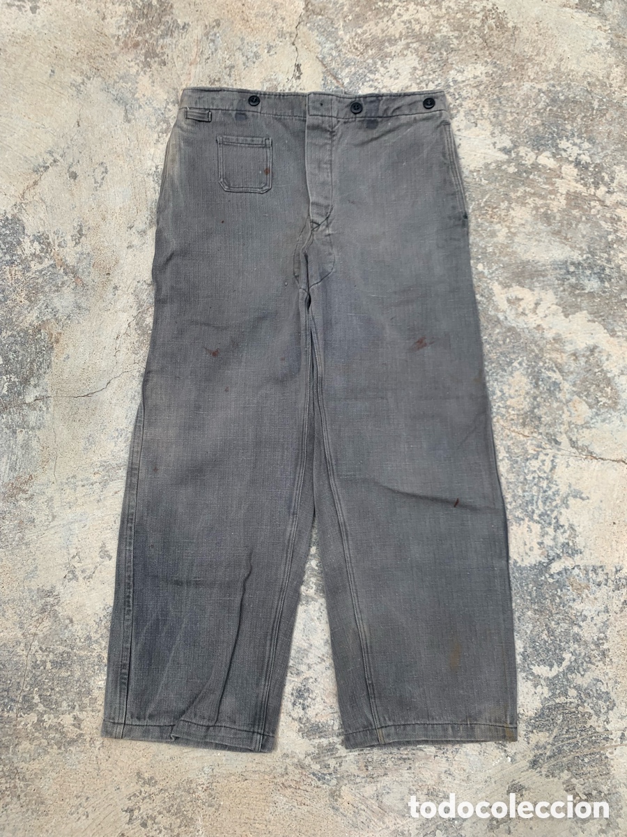 Militaria: PANTAL&Oacute;N TRABAJO PANZER Drillich Original Alemania Segunda Guerra Mundial