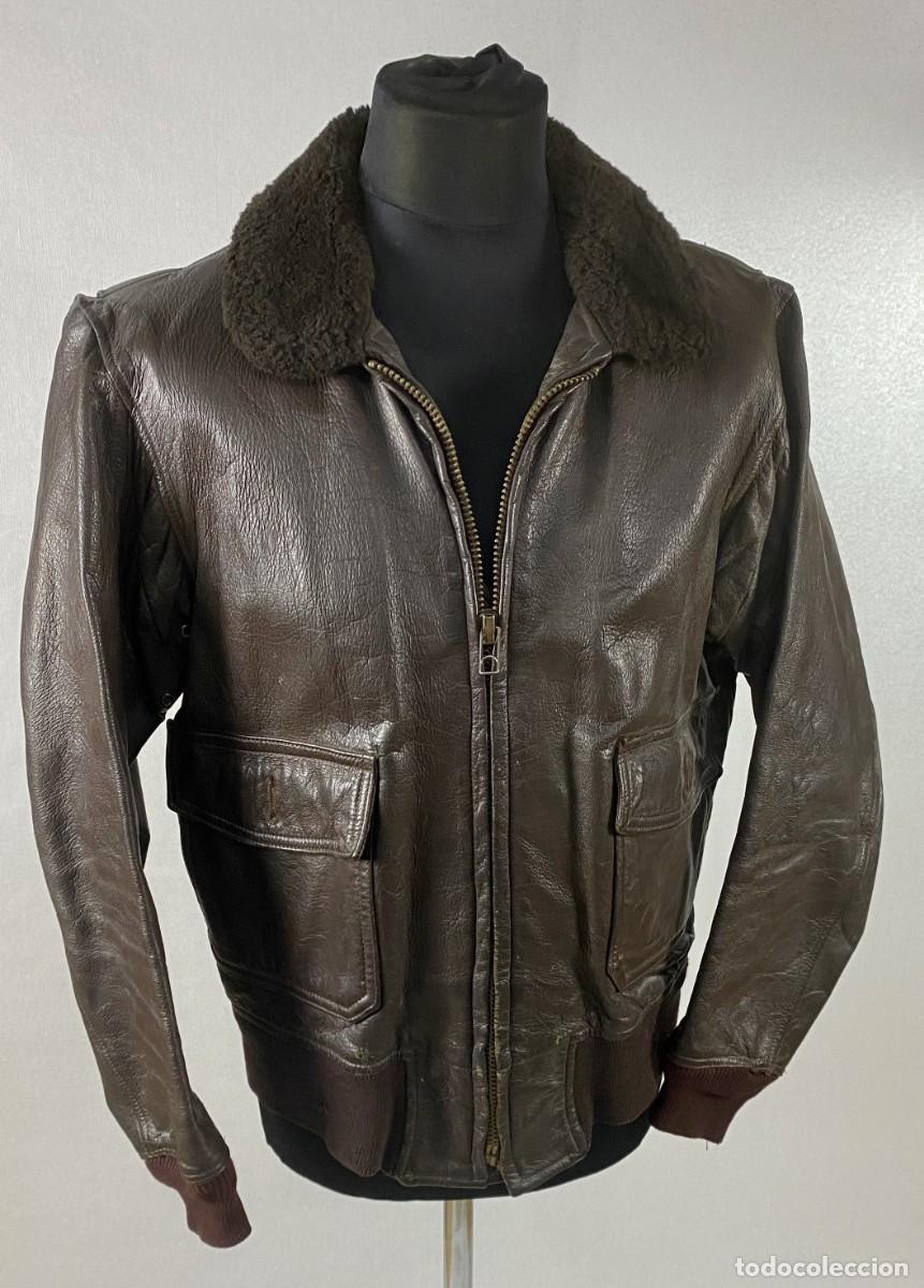 Militaria: USN FLICHT JACKET INTERMEDIATE G1 USN VIETNAM Chaqueta de Piloto en cuero USA Flicht Jacket Intermed