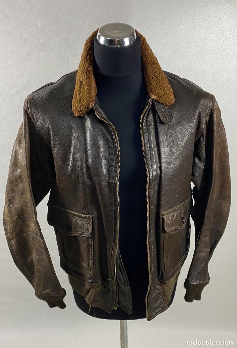 Militaria: USN FLICHT JACKET INTERMEDIATE G1 USN Chaqueta de Piloto en cuero USA Flicht Jacket Intermediate G1