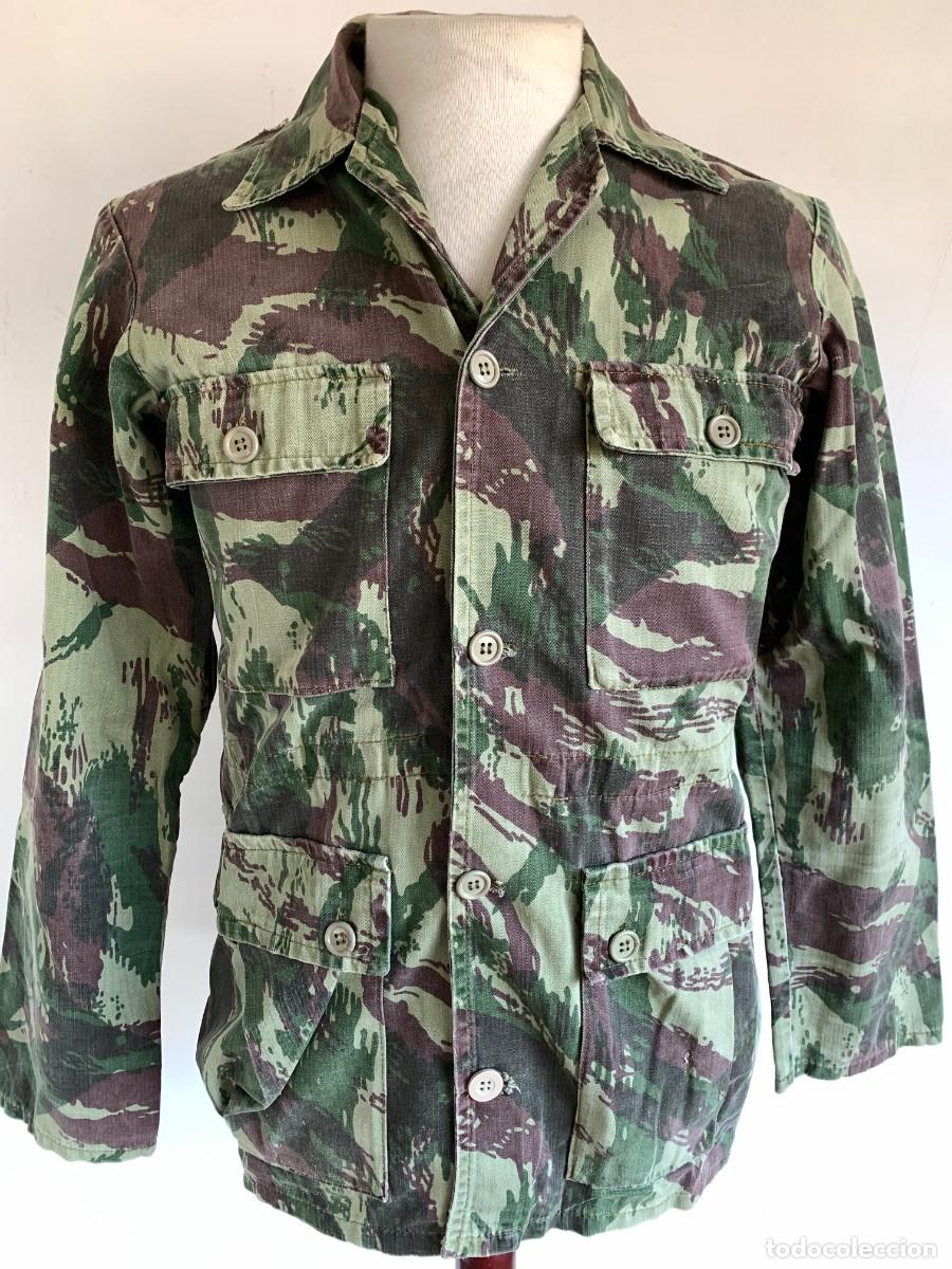 Militaria: Chaqueta Camuflaje Lizard Portugu&eacute;s HBT Militar Caza Pesca Portugal VTG 60s