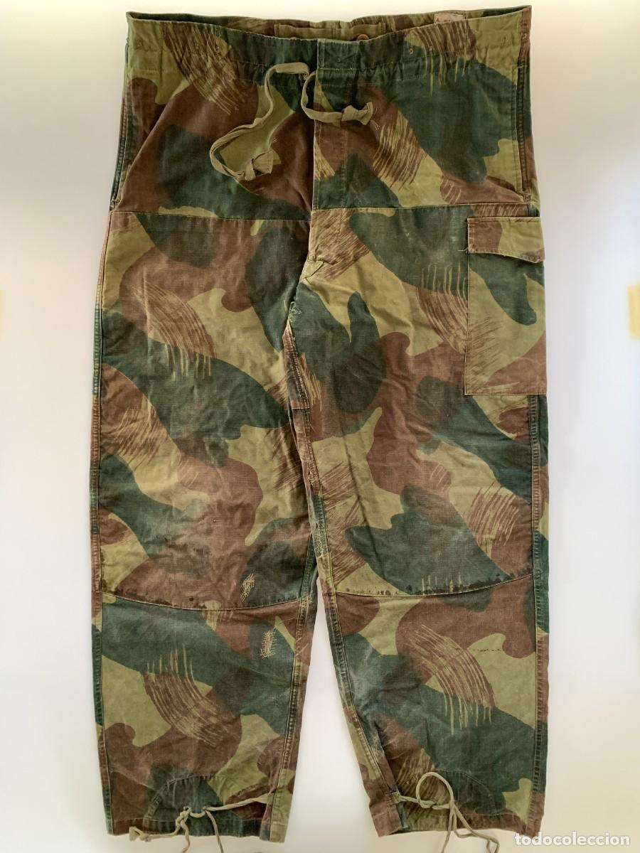 Militaria: Pantalones Camo Brushstroke Commando Paracaidista Belga Congo Ejercito B&eacute;lgica VTG 50s