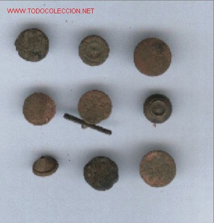 Militaria: LOTE DE 9 BOTONES ANTIGUOS - Foto 1