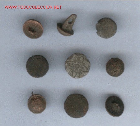 Militaria: LOTE DE 9 BOTONES ANTIGUOS - Foto 1