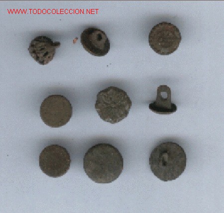 Militaria: LOTE DE 9 BOTONES ANTIGUOS - Foto 1
