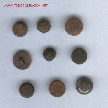 Militaria: LOTE DE 9 BOTONES ANTIGUOS - Foto 1