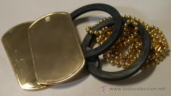 Militaria: 2 chapas de identificaci&oacute;n con cadena - Foto 1