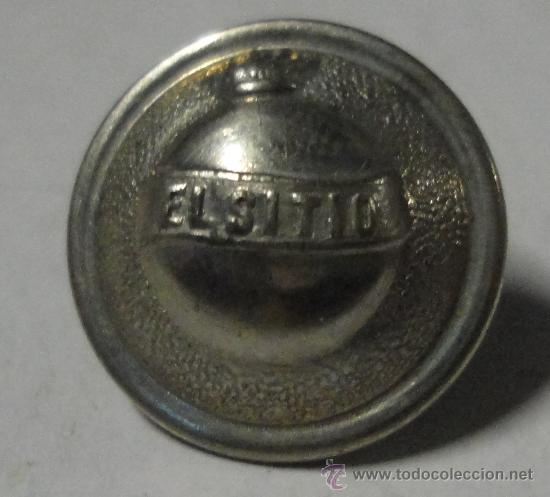 Militaria: Bot&oacute;n con granada El Sitio. Peque&ntilde;o, plateado. - Foto 1