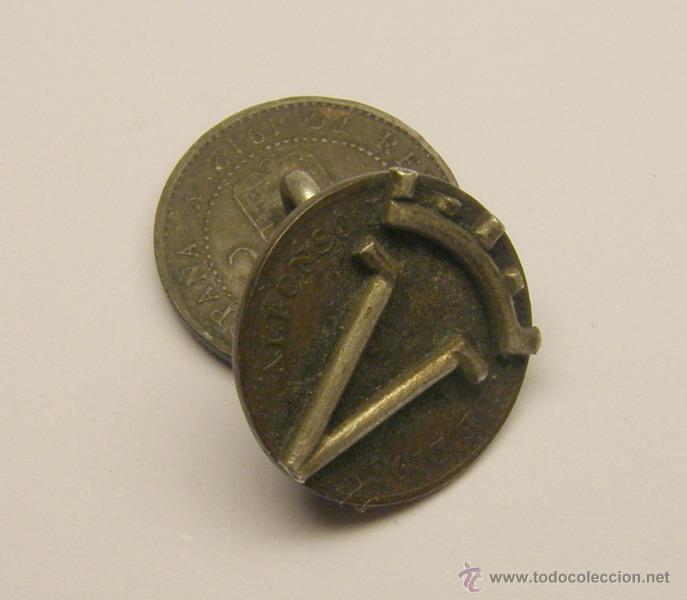 Militaria: Gemelos hechos con monedas alfonsinas de 1 c&eacute;ntimo. - Foto 2