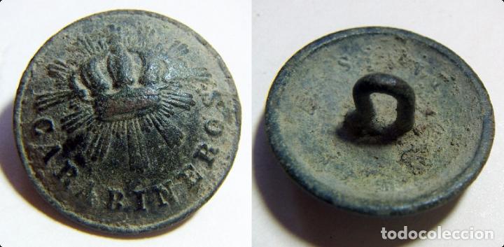 Militaria: ANTIGUO BOTON DE CARABINEROS,&Eacute;POCA DE ISABEL II - Foto 1