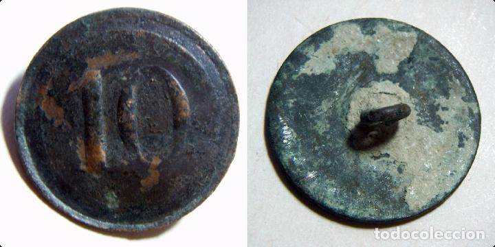 Militaria: BOTON NUMERO 10 INFANTERIA DE LINEA - Foto 1