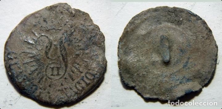 Militaria: BOTON DE PLOMO A IDENTIFICAR EPOCA ISABEL II - Foto 1